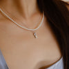 Akoya Pearl Spade Pendant Necklace front view featuring Akoya pearl and gold-plated silver by S.Journee