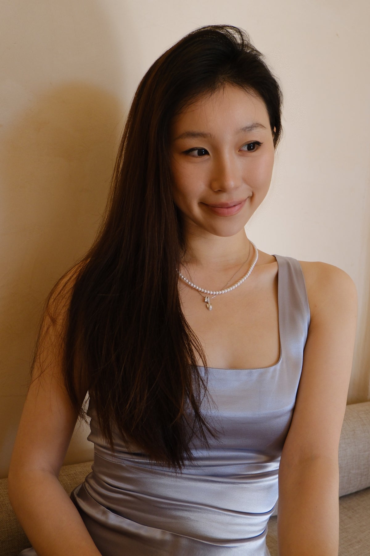 Akoya Pearl Spade Pendant Necklace styled view featuring Akoya pearl and gold-plated silver by S.Journee