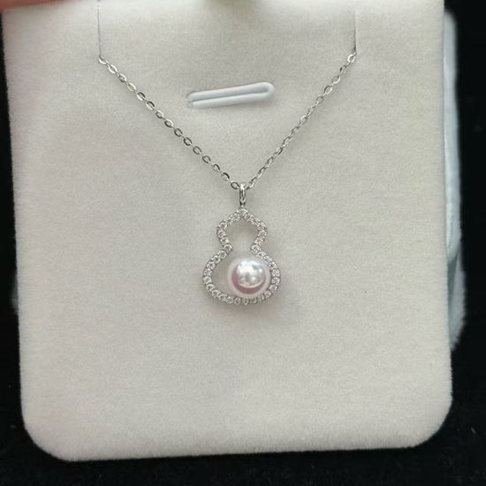 Lucent Fortune Pearl Necklace detail view featuring Akoya pearl and gold-plated silver by S.Journee